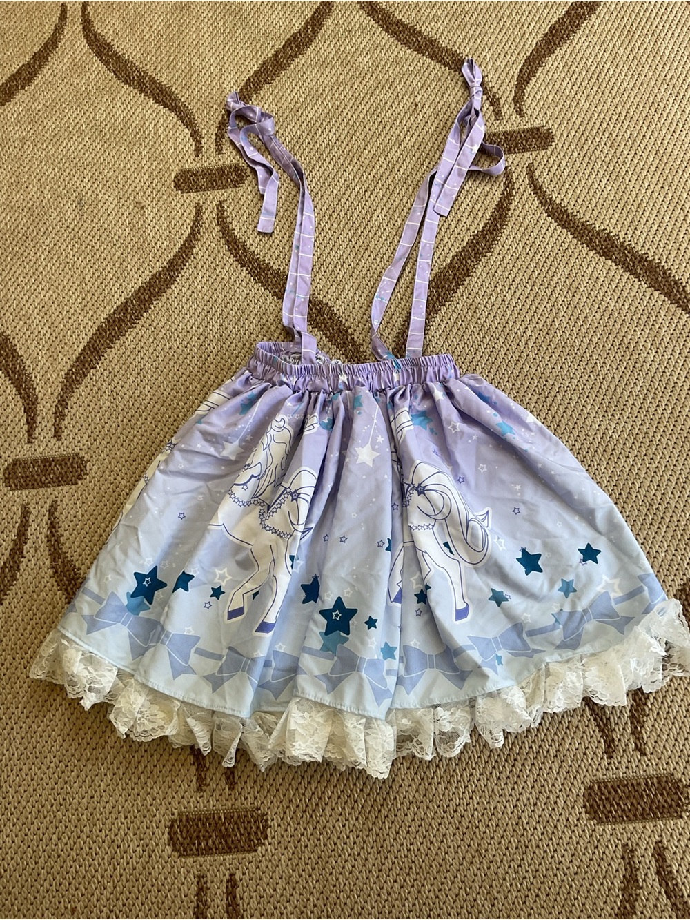 Unicorn Lavender and Pale Blue Elastic Skirt with straps
